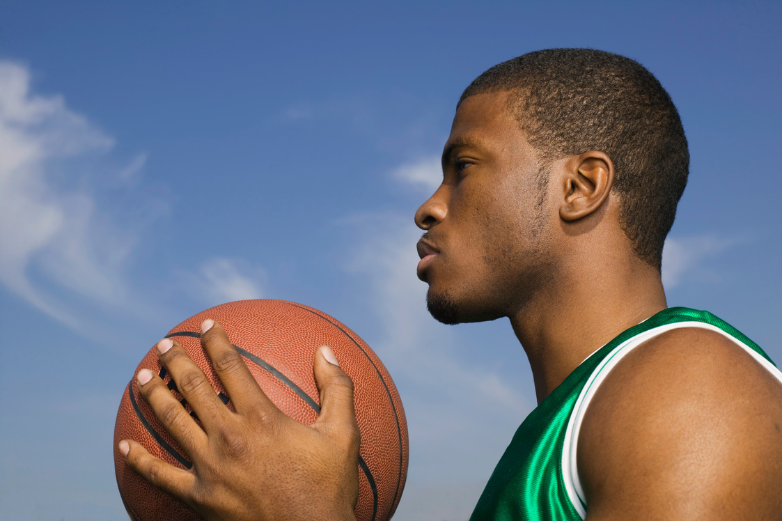 Basketball player concentrating